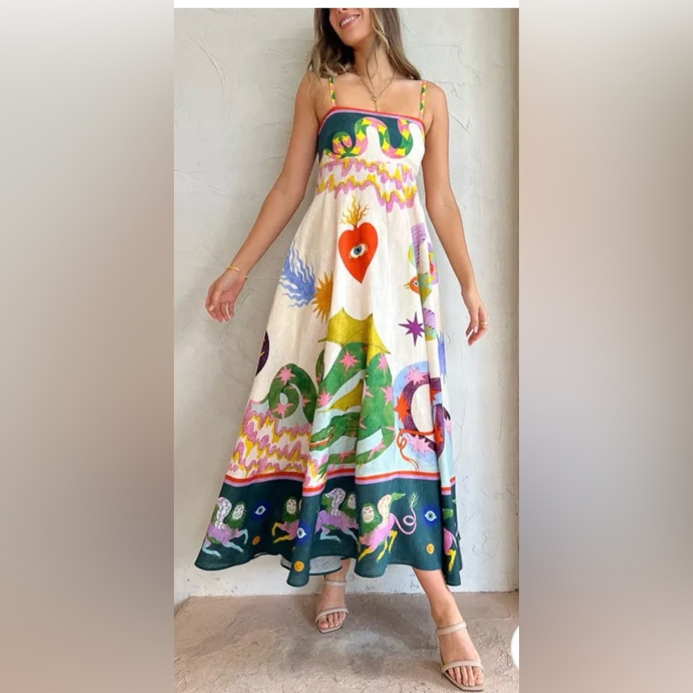 Bohemian Graphic Print Maxi Dress